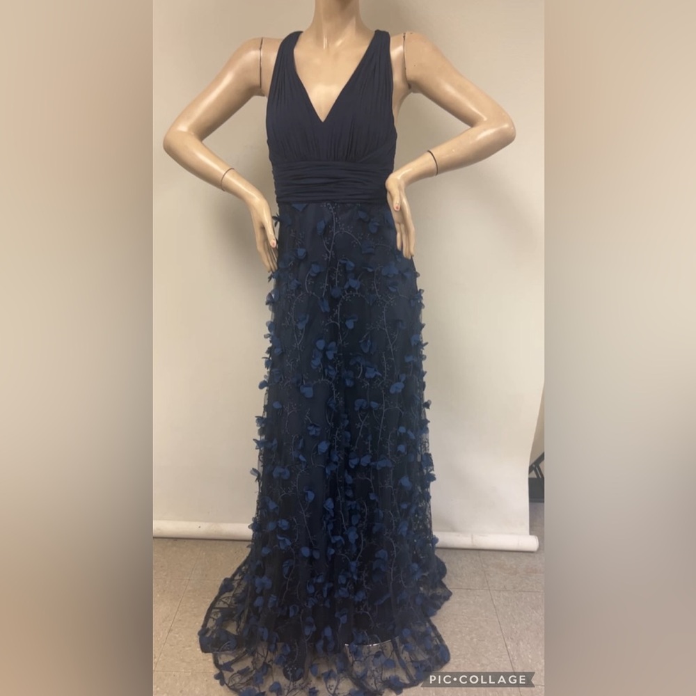 Aidan by Aidan Mattox sleeveless embroidered V-neck long gown - Picture 3 of 12